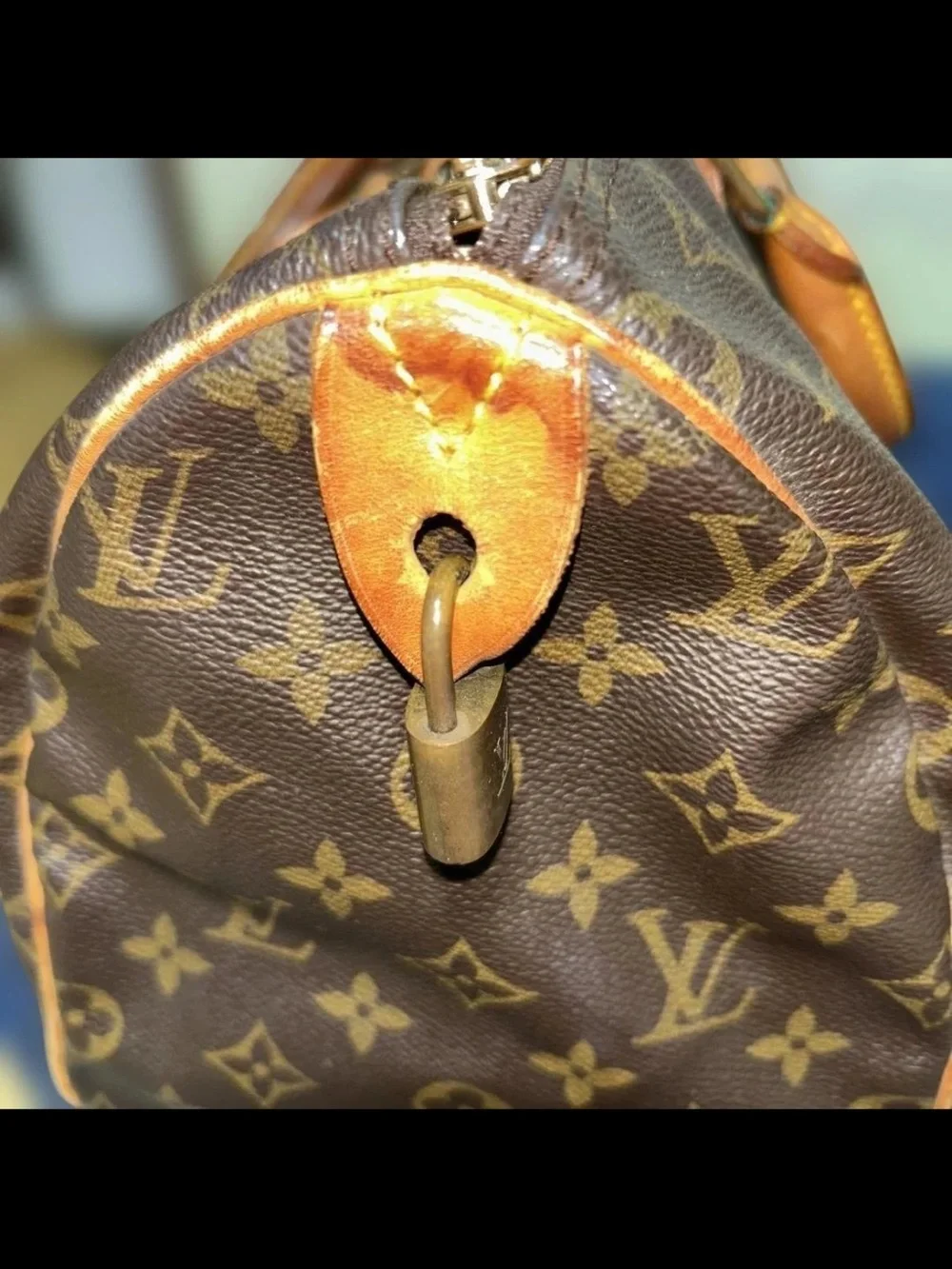 Louis Vuitton Brown Monogram Canvas Satchel with Tan Leather Handles